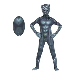 Hot Africa Halloween wakanda mãi mãi zentai phù hợp cho trẻ em và người lớn tuyệt vời Đen Panther bốn trang phục