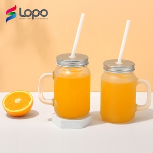 Bán buôn 430ml khoảng trống thủy tinh thăng hoa Mason lọ có nắp đậy và ống hút - Product Image 2