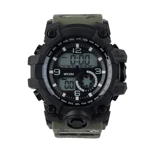 High Quality Round Digital Watch For Men Outdoor Waterproof Sport Type With Chronograph Led Display Buckle Clasp Made Plastic