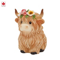 Highland vache Gnome résine Statue marron petit troupeau de vaches pour printemps été jardin ornement Cottage cadeau plateau statuette à plusieurs niveaux