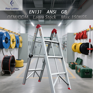 Popular hogar multiusos 4 pasos doble plegable <span class=keywords><strong>aluminio</strong></span> <span class=keywords><strong>escaleras</strong></span> palo escalera A-marco escalera fácil <span class=keywords><strong>de</strong></span> llevar - Product Image 1