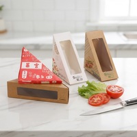 Boîte à sandwich personnalisée en matériaux recyclés avec fenêtre, emballage alimentaire jetable en papier d'art pour boulangerie, restaurant, à emporter, finition mate