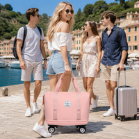 Sac de voyage unisexe grande capacité avec roulettes, fermeture éclair étanche, séparation sec/humide, sac de week-end et de sport