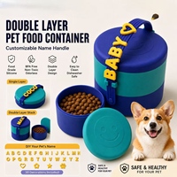 Conteneur alimentaire en silicone double couche avec poignée personnalisable, gamelle et distributeur portable et lavable pour animaux de compagnie