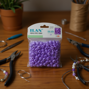 Perles violettes solides Ilan Abalorio 6 mm pour la fabrication de bijoux - Product Image 3