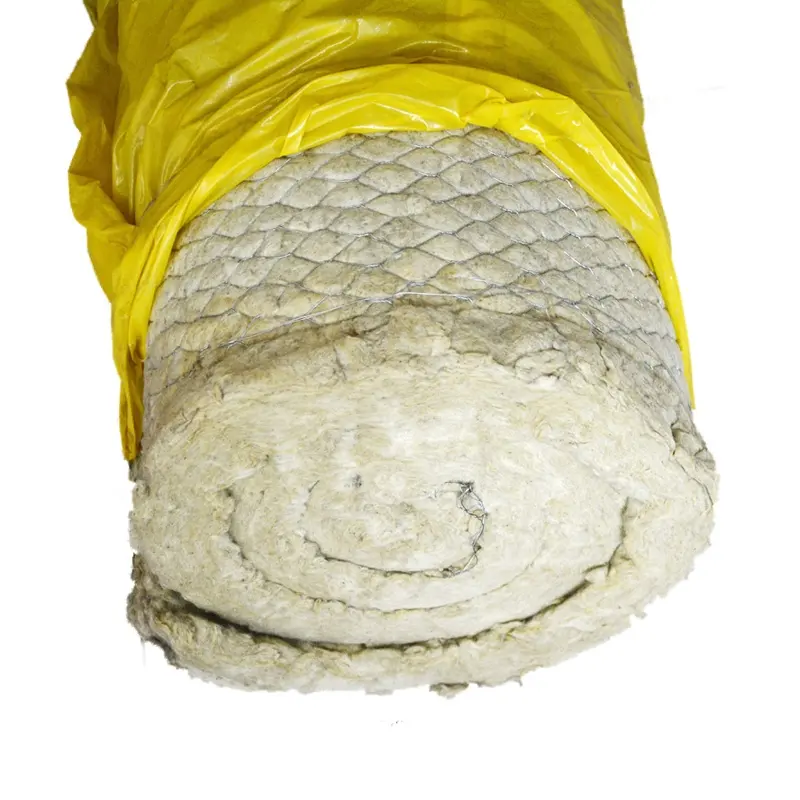 High Quality Fireproof Thermal Insulation Rock Wool Blanket Covered With Wire Mesh On One Side