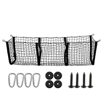Filet de rangement à 3 poches en maille extensible pour coffre de voiture, filet de rangement en maille noire pour voiture, SUV, camionnette, coffre de fourgonnette
