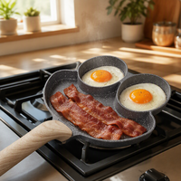 Poêle à petit-déjeuner multifonction en aluminium moulé sous pression antiadhésive à 3 cavités en forme de grenouille pour œufs et crêpes
