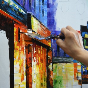 100% pintado a mano abstracto <span class=keywords><strong>noche</strong></span> estrella cielo lienzo pared arte decorativo paisaje <span class=keywords><strong>pintura</strong></span> al óleo tema - Product Image 5