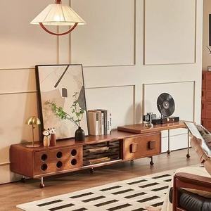 Mueble de TV Extensible de Estilo Chino Retro, Mueble de Madera Maciza para Almacenamiento, Soporte de Suelo para Sala de Estar - Product Image 1
