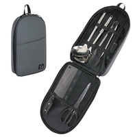 Ensemble d'ustensiles de cuisine (couteau, fourchette, cuillère) pour barbecue, pique-nique, camping, cuisine, voyage, avec sac de rangement et organisateur d'accessoires