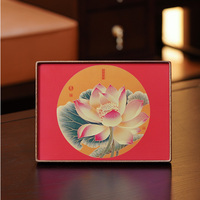 Escultura Rectangular de Loto en Madera Maciza y Latón Guge Yuanzuo, Decoración de Mesa de Estilo Chino, Ecológica, Regalo para el Hogar