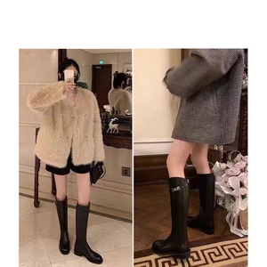 סגנון חדש נצחי קלאסי הברך נשים גברים גבוהים שטוח ירך מגפיים שטוח העקב האתחול עגול אצבעות צד zip רכיבה booths pu <span class=keywords><strong>boots</strong></span> - Product Image 4