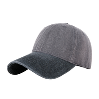 Casquette de baseball unisexe en denim lavé, coton doux, style vintage colorblock, réglable, à carreaux, tendance, protection solaire, vente en gros