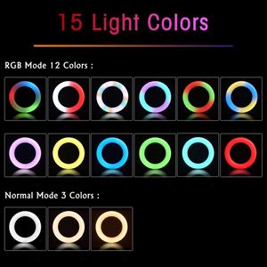 Lampe annulaire RVB 26cm 10 pouces avec support de téléphone <span class=keywords><strong>15</strong></span> couleurs pour lampe de photographie vidéo YouTube de maquillage TikTok - Product Image 2