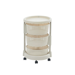 Chariot de rangement de cuisine en plastique à 5 niveaux, étagère rotative pour aliments avec paniers à fruits et légumes, sur roulettes - Product Image 6