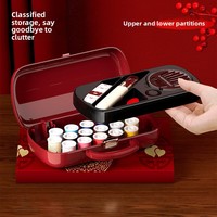 Boîte à couture rectangulaire portable multifonctionnelle créative rouge, 21 pièces, 51 pièces, organiseur d'aiguilles et de fils pour étudiants en dortoir