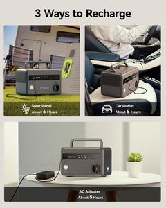 สถานีพลังงานแสงอาทิตย์แบบพกพา 300W MPPT พร้อมแผงโซลาร์เซลล์ ไฟฉายชาร์จไร้สาย คลื่นไซน์บริสุทธิ์ สำหรับใช้ในบ้าน ตั้งแคมป์ และในรถยนต์ - Product Image 6