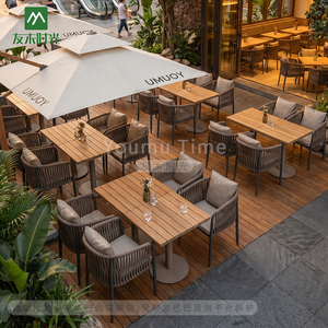 Conjunto de Muebles de Jardín para Comer al Aire Libre, Mesa y Sillas de Aluminio y Cuerda, para Restaurante, Cafetería, Hotel, Bar, <span class=keywords><strong>Bistro</strong></span>, Mesa de 60 cm - Product Image 2