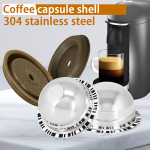 Compatible <span class=keywords><strong>con</strong></span> Cápsulas <span class=keywords><strong>de</strong></span> Café Nestle Vertuo, Carcasa <span class=keywords><strong>de</strong></span> Acero Inoxidable, Filtro <span class=keywords><strong>de</strong></span> Aceite Multiusos DIY, Cubierta <span class=keywords><strong>de</strong></span> Silicona Reutilizable - Product Image 2