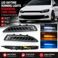 Luces LED DRL con intermitentes secuenciales para Volkswagen Scirocco 2009-2014, accesorios para el parachoques delantero.