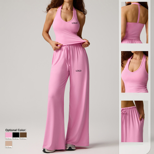 Ensemble <span class=keywords><strong>Yo</strong></span> <span class=keywords><strong>Ga</strong></span> - Tissu Spandex/polyester respirant et à séchage rapide - Haut enveloppant le buste - Pantalon large - Ensemble deux pièces - Product Image 1