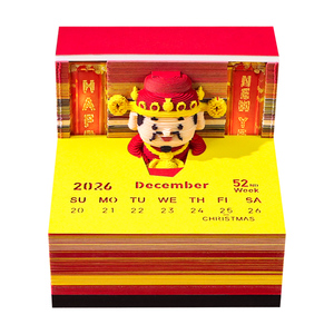 Bloc de Notas de Papel con Diseño de Lingote de Oro con Tema de Feliz Año Nuevo, Escultura <span class=keywords><strong>en</strong></span> Capas Desprendibles 3D del Dios de la Riqueza, con Luz LED - Product Image 2