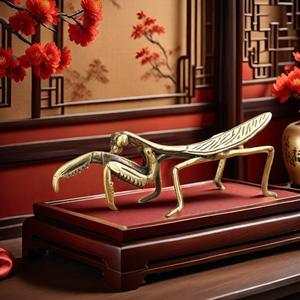 Figuras de Insectos de Metal en Miniatura al por Mayor, Artesanía de Animales, Figura de <span class=keywords><strong>Mantis</strong></span> Chapada en Cobre Retro, Micro Escultura Cultural para Mesa de Té o Escritorio - Product Image 6