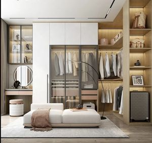 Wholesale L-Shape <b>Wardrobe</b> White Glass Door Freestanding Wooden <b>Wardrobe</b> Closet Walk in Closet Modular Bedroom Furniture Closet - Product Image 5