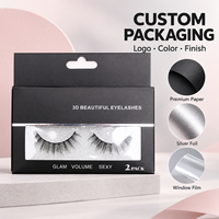 Boîte en papier personnalisée pour faux cils, emballage de luxe avec fenêtre transparente, vente en gros