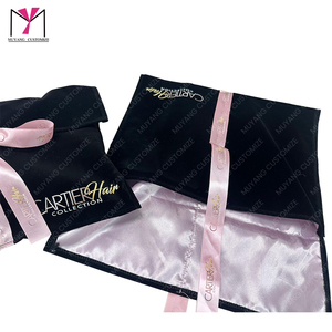 Customizable Logo Biodegradable Velvet <b>Bag</b> with <b>Pink</b> Satin Ribbon MUYANG Brand - Product Image 2