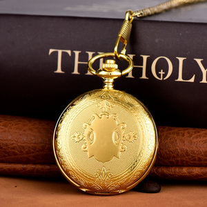 Vente en gros de grande montre de poche vintage à bouclier en or et argent avec chaîne de poche rétro pendentif à quartz montre pour Offre Spéciale cadeau - Product Image 1