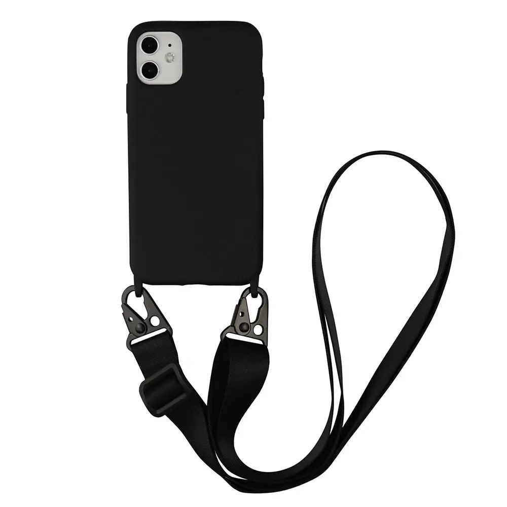 Touw Sling Lasso Mobiele Cover Koord String Schouder Hals Ketting Lanyard Band Vloeibare Siliconen Telefoon Hoesje Voor Iphone 15 15 Pro