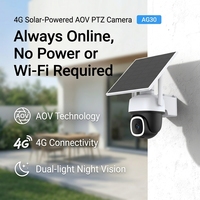 Caméra sans fil solaire 4G LTE AOV 24/7 avec enregistrement, boîtier noir extérieur, PTZ 1080P, batterie, CCTV, sans WiFi, détection IA