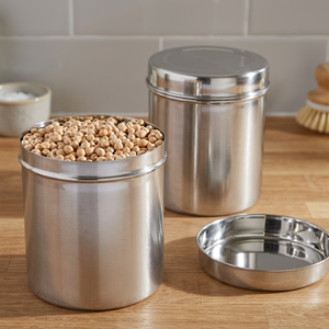 Stainless Steel Food Container Round Airtight Metal <b>Storage</b> <b>Jar</b> 1-3L Minimalist Design <b>for</b> <b>Kitchen</b> Use - Product Image 5