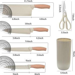 Juego de Cuchillos de Cocina Modernos de Acero Inoxidable, 6 Piezas, Color Caqui, Antiadherentes, Antideslizantes, con Personalización - Product Image 2