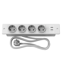 Multiprise encastrable pour meubles, 4 prises CA et 2 ports USB, prise de courant encastrée pour bureau à usage commercial