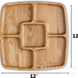Wooden minimalist <b>tray</b> for home use, divided into sections for fruit and <b>snacks</b>, living room <b>snack</b> and nut storage. - Product Image 4