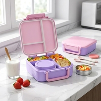 Boîte à lunch bento pour enfants, étanche, isolée, multi-compartiments, avec séparateur amovible, en plastique, pour tout-petits, garçons, filles, école