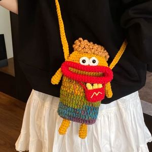 Sac bandoulière en crochet fait main pour téléphone, motif bouche de saucisse, style 'Ugly Cute' tendance, pour femmes et enfants, avec porte-monnaie ouvert style dessin animé - Product Image 4