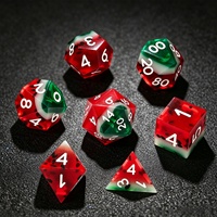 Lot de 7 dés polyédriques en résine de pastèque à bords tranchants, faits à la main, pour DND TTRPG Dungeons & Dragons, fournitures de jeux de société