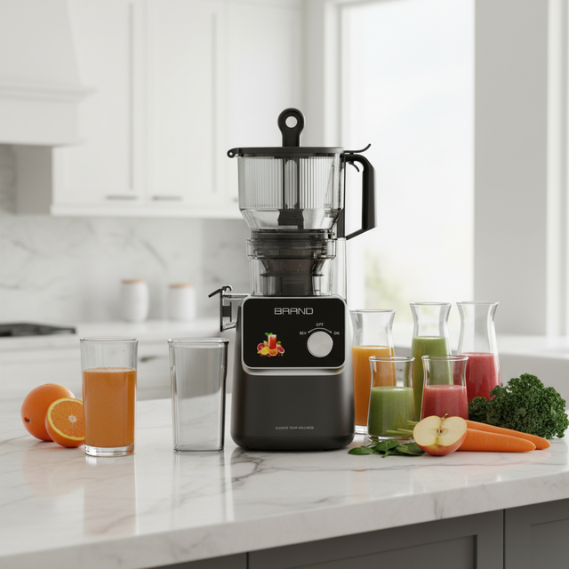 Electrical Vertical Commercial Automatic Multifunctional Fruit Slow Juicer Stainless Steel Blades Big Caliber for Household Use