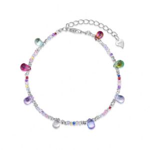 Dylam Trending Design Rhodium Plated 925 Sterling Silver Beaded <b>Rainbow</b> Colorful Circle Crystal Bangles <b>Bracelets</b> for Women - Product Image 1