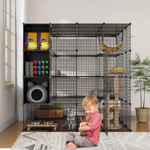 Gaiola Dobrável de Luxo para Gatos e Cães, Resistente, com Teto Aberto, Rodas, Fecho de Cinto e Bandeja de Metal - Product Image 2