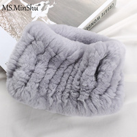 Bandeau chauffe-oreilles élastique en fourrure de lapin Rex pour l'hiver
