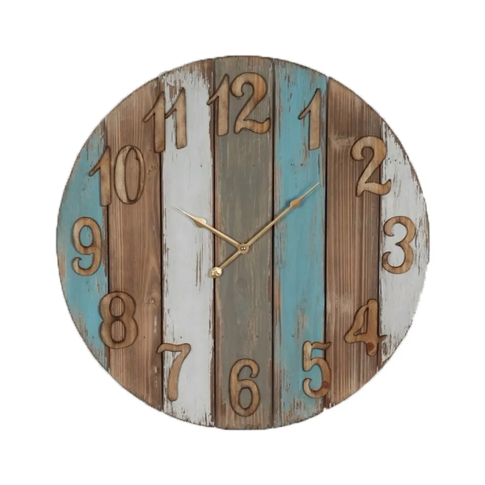 家のためのレトロな素朴なカントリースタイルのアート塗装装飾木製壁時計
