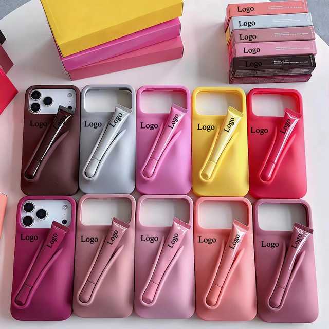 Hot Selling Wholesale Makeup Phone Case with Lip Gloss Holder Silicone Shockproof Mobile Case for iPhone 16 17 Pro Max