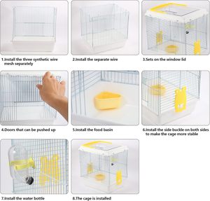 <span class=keywords><strong>Cage</strong></span> de transport <span class=keywords><strong>portable</strong></span> respirante en fer pour petits animaux (hamster nain, <span class=keywords><strong>chinchilla</strong></span>) avec bouteille d'eau et bol à nourriture - Product Image 6