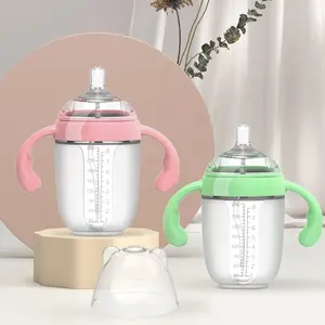 Wellfine botol bayi silikon, botol bayi lembut dengan pegangan nyaman dan puting fleksibel lembut untuk Orok baru lahir dan atas