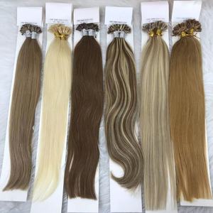 Gros russe kératine <span class=keywords><strong>u</strong></span> pointe cheveux humains vierge brute Remy Itip microlink Extensions de cheveux - Product Image 1
